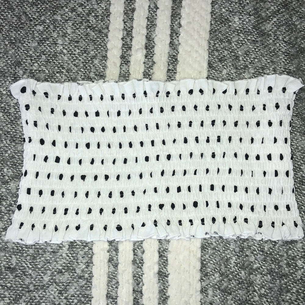 Black and white polka dot tube top size medium